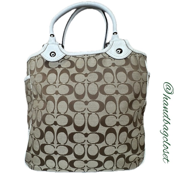 Y2K Coach F14724 Limited Ed. Green White Scarf Wallet Bleecker Daisy Tote Bag - Picture 10 of 16